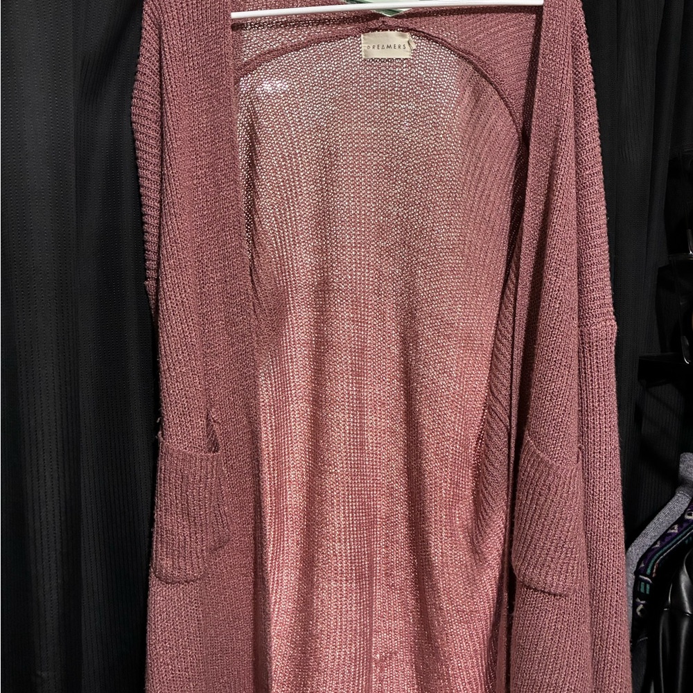 Dreamers Mauve Open-Front Cardigan